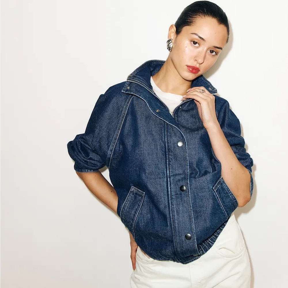 ISO Mette Denim Bomber Jacket in XS